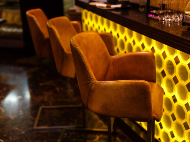 retro bar with leather chairs