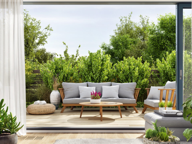 Patio furniture with fresh upholstery