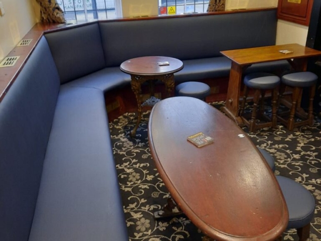 pub bench and stool reupholstered-min