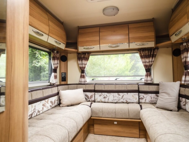 fully upholstered caravan interior